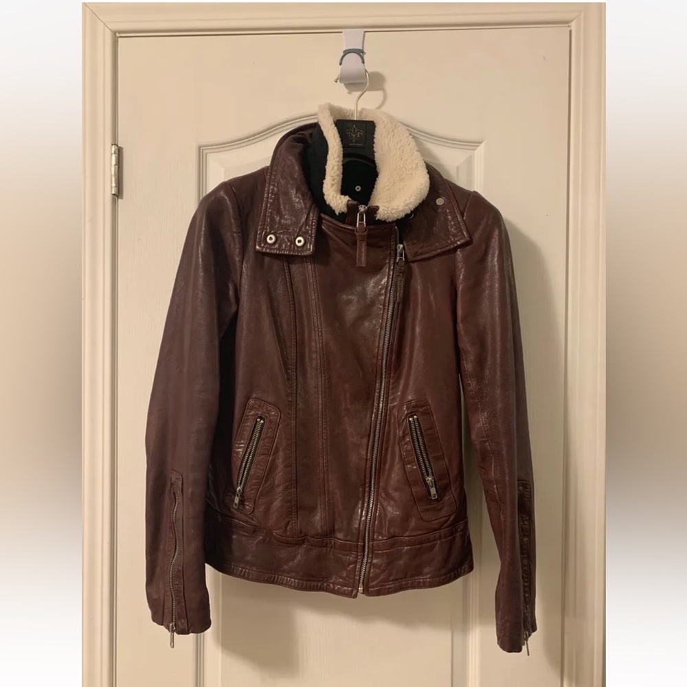 Mackage Leather Jacket in Burgundy (2 piece set)